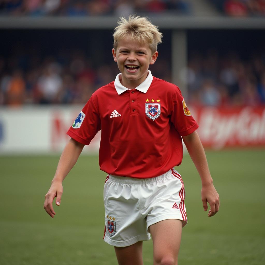 Erling Haaland playing for Norway's youth team