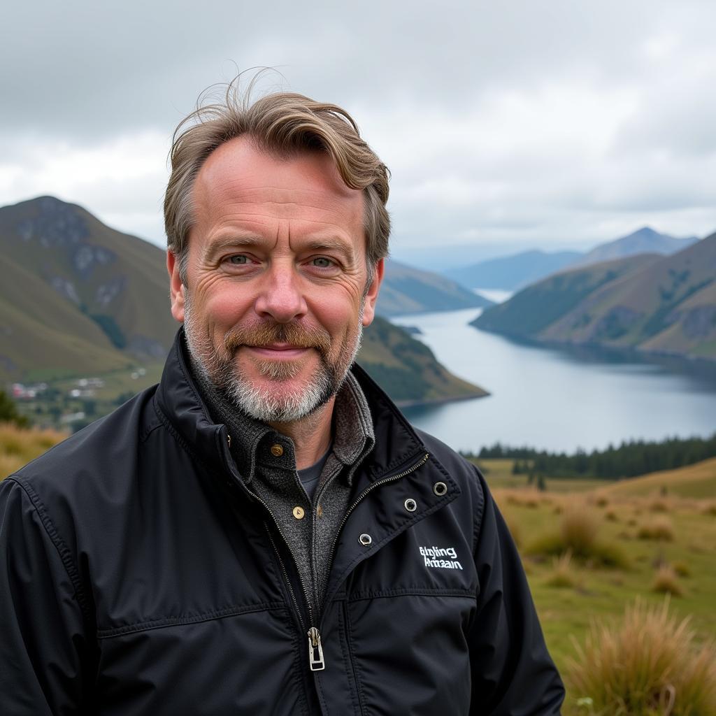 Erling Haaland standing on a sloping landscape in Norway