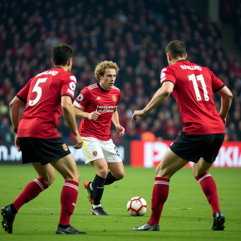 Erling Haaland facing Nottingham Forest's defense