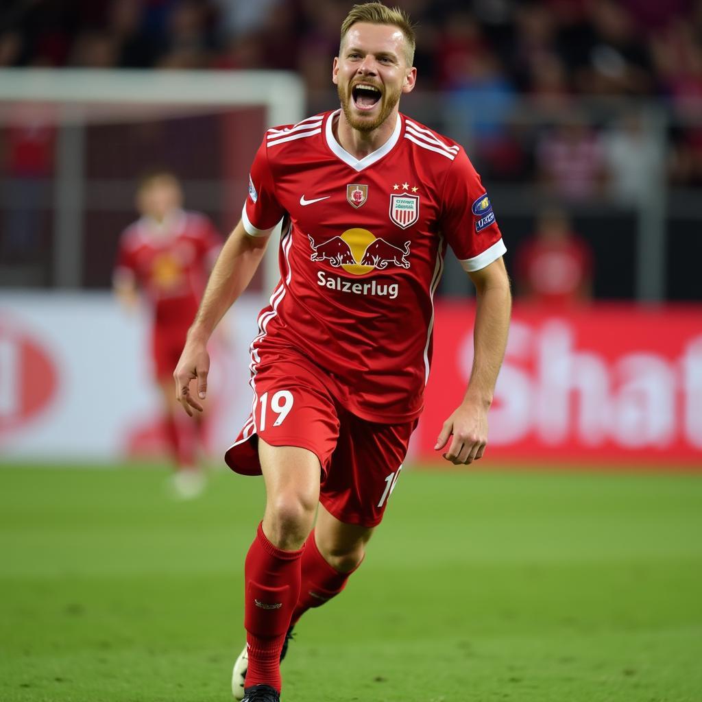 Erling Haaland wearing number 19 jersey for Red Bull Salzburg