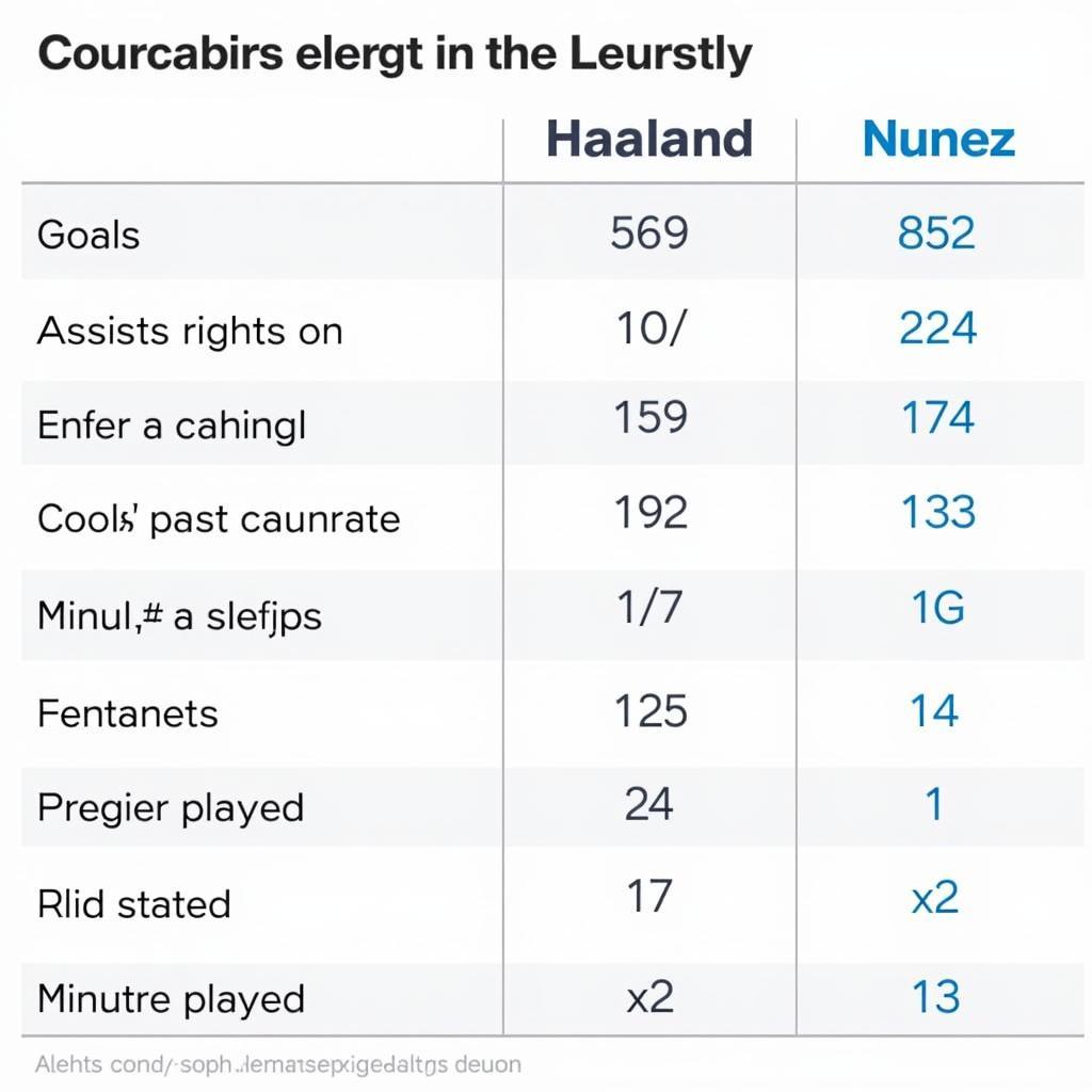 Haaland vs. Nunez Key Stats Comparison Table