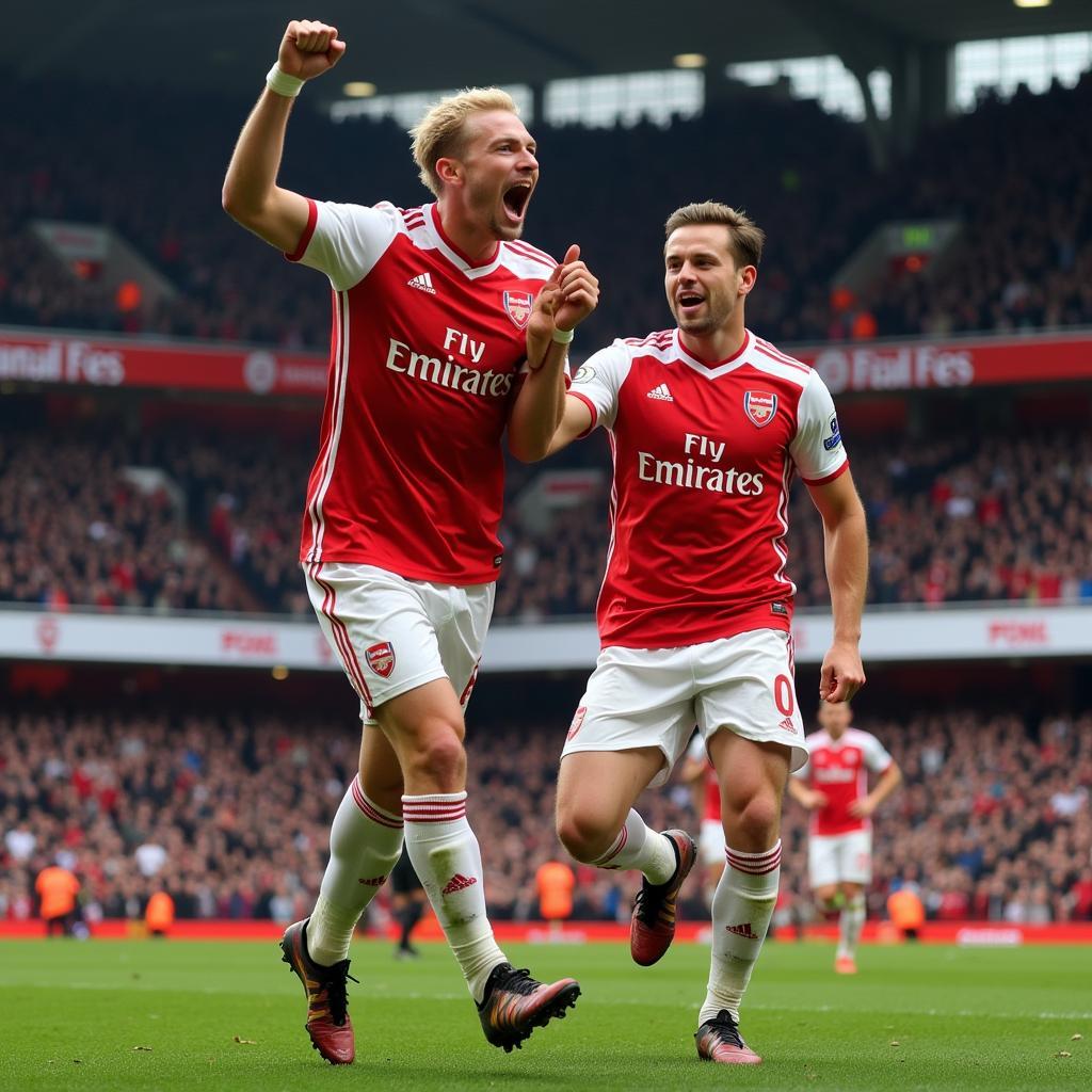 Haaland and Odegaard celebrating a goal for Arsenal