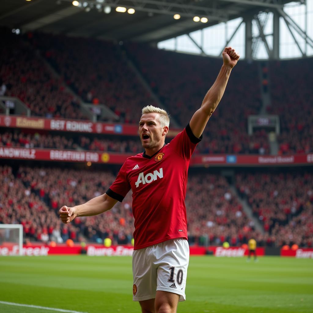 Haaland Celebrating a Goal at Old Trafford