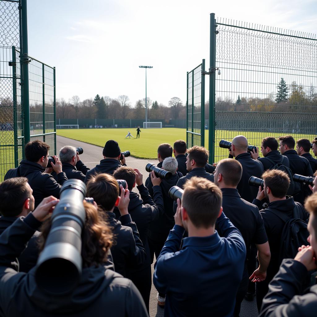 Paparazzi waiting for Erling Haaland outside the training ground