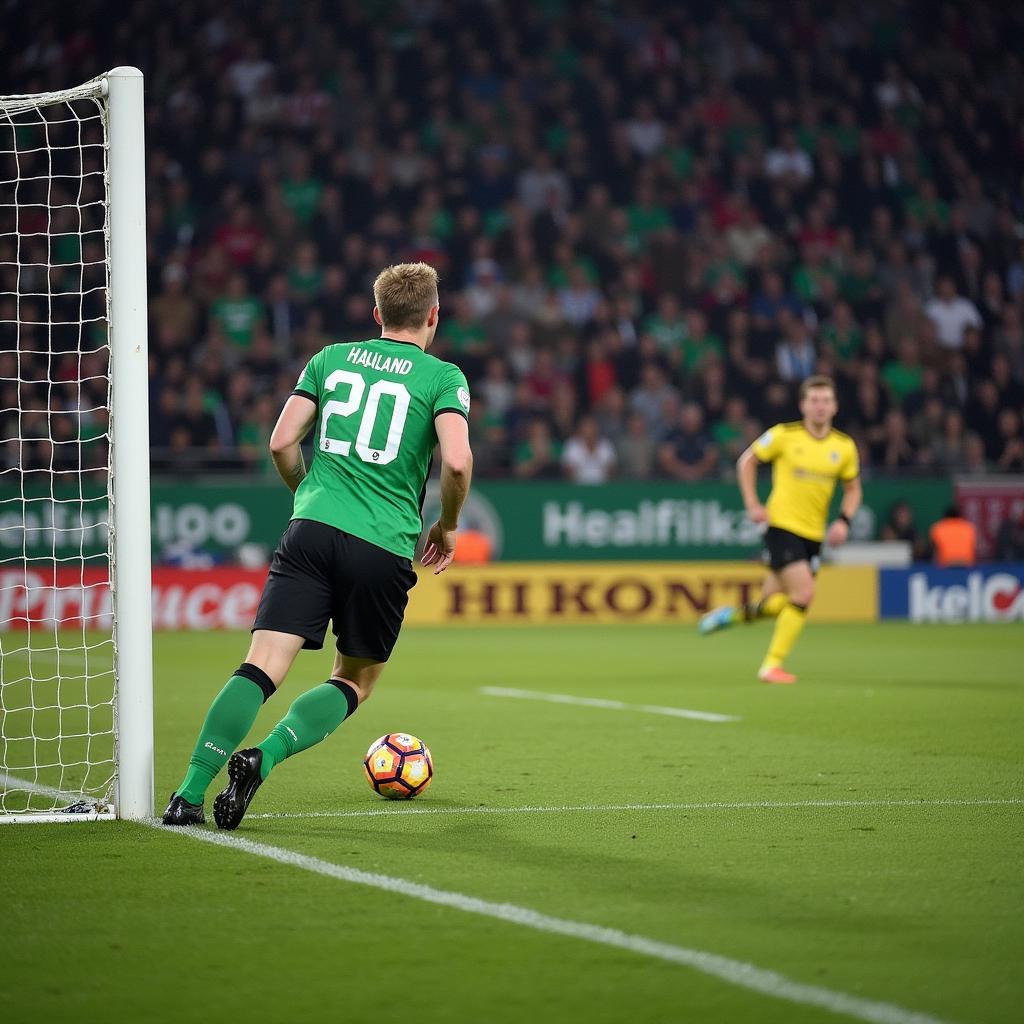 Erling Haaland taking a penalty kick