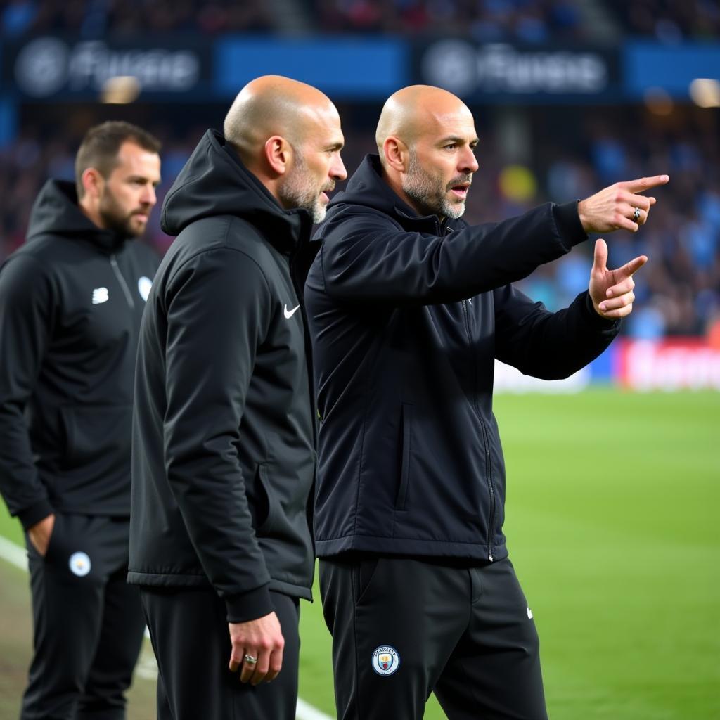 Haaland and Pep Guardiola in a tactical discussion