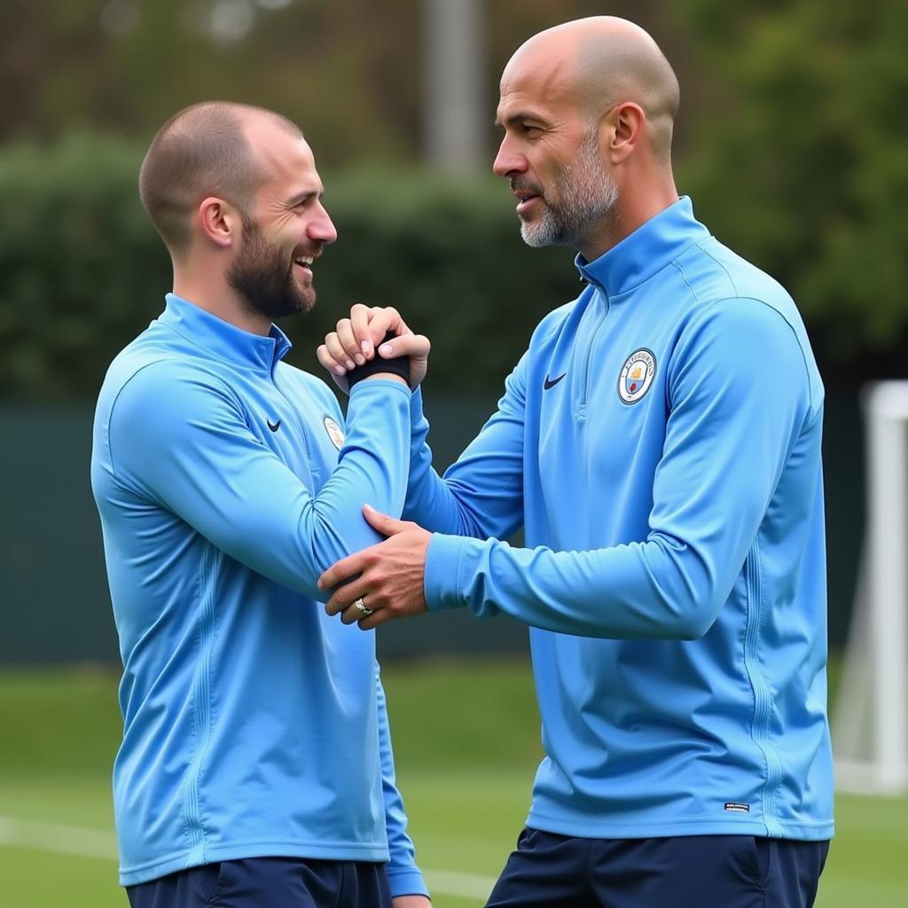 Haaland training with Pep Guardiola