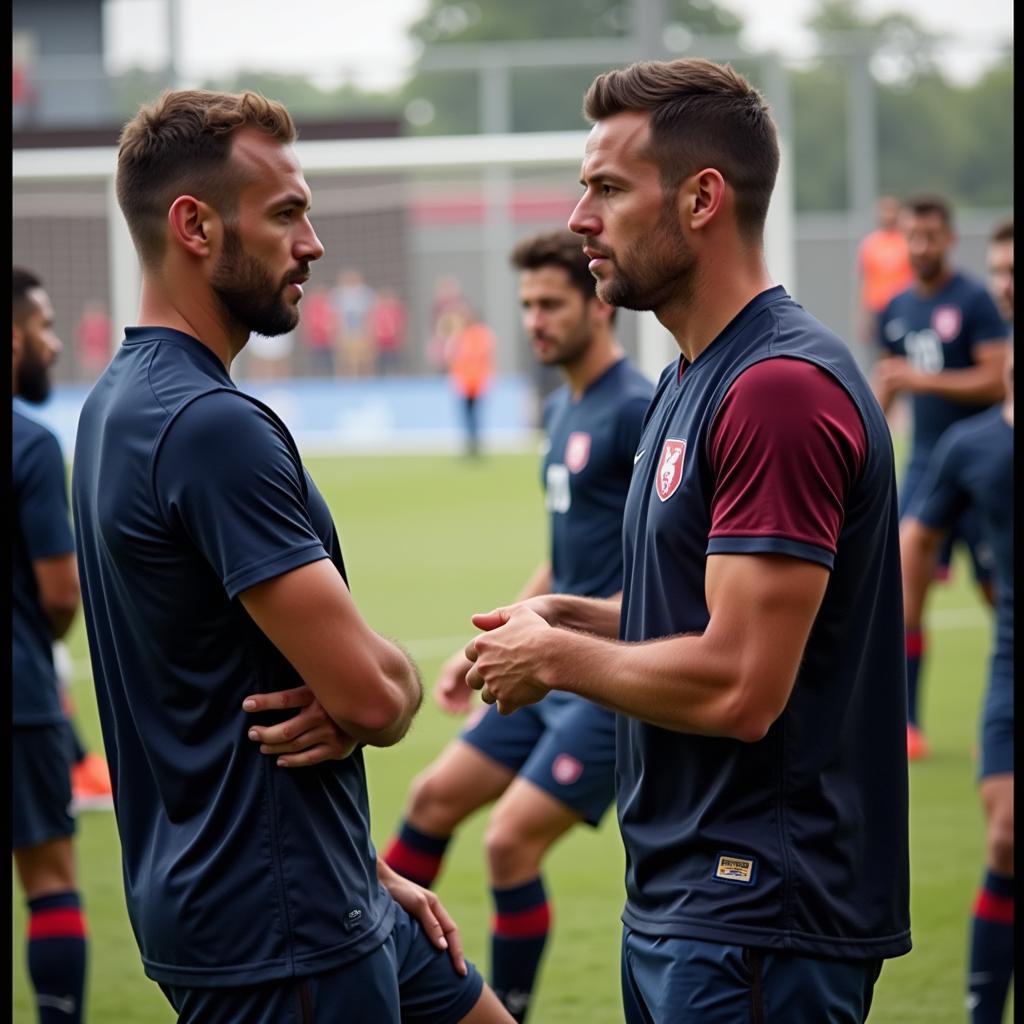 Haaland reviewing post-match analysis with his coach.