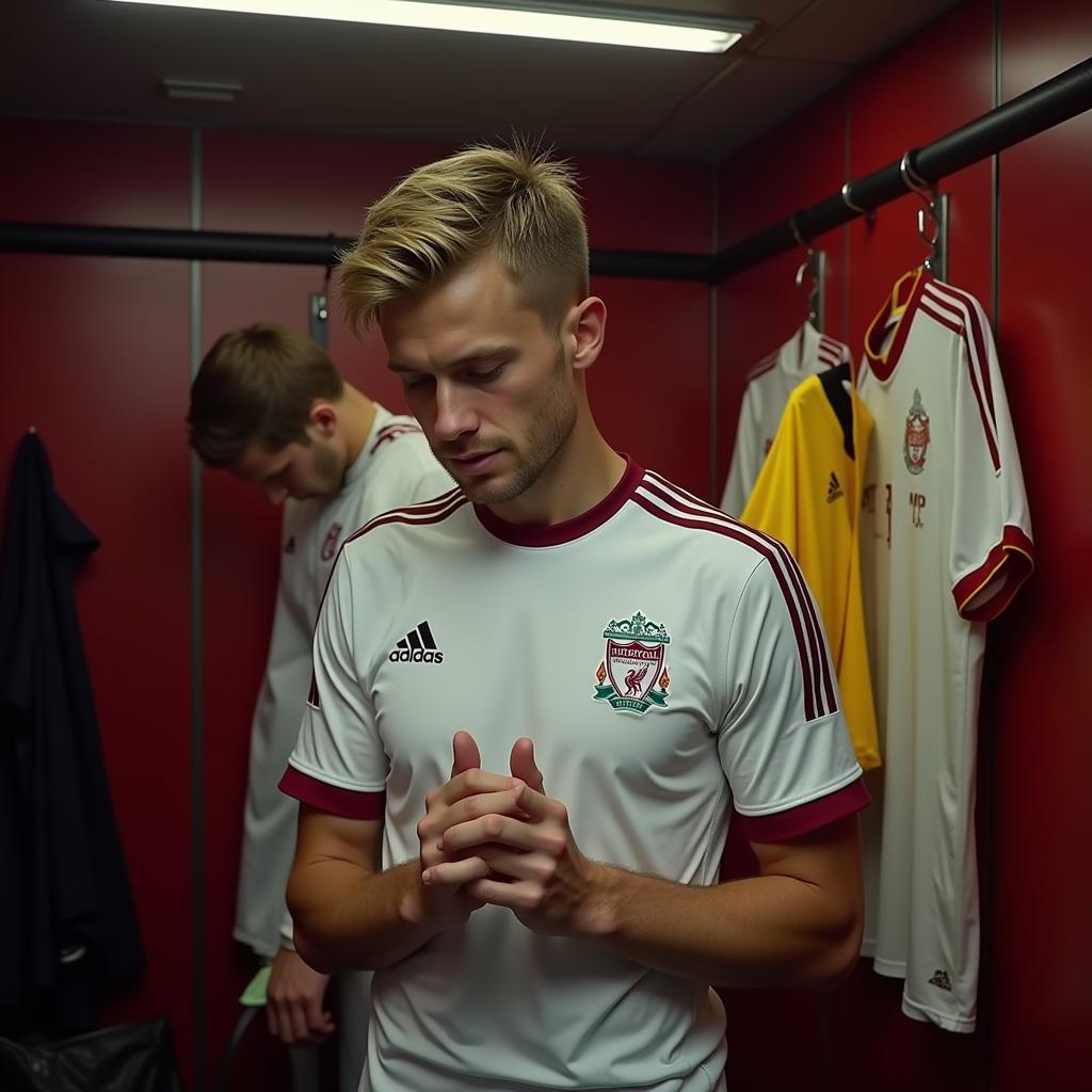 Erling Haaland focusing before a Liverpool match