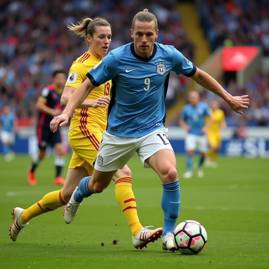 Erling Haaland providing an assist to a teammate, demonstrating his playmaking abilities alongside his goal-scoring prowess.