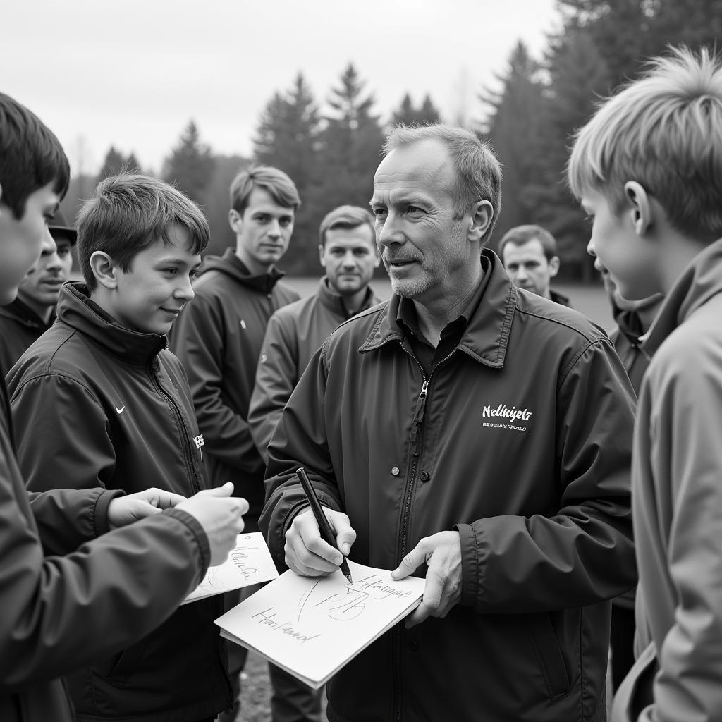 Erling Haaland interacting with young fans