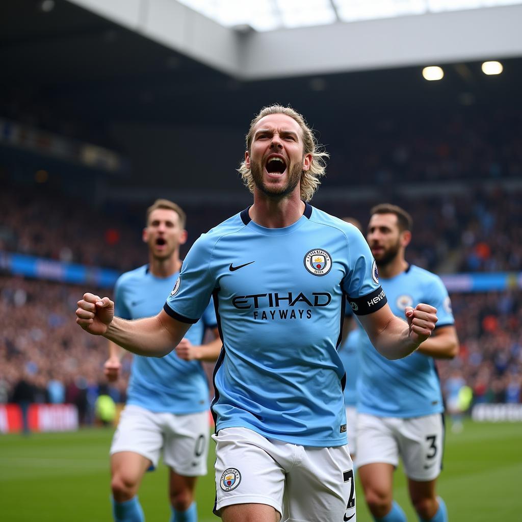 Erling Haaland celebrating a Premier League goal