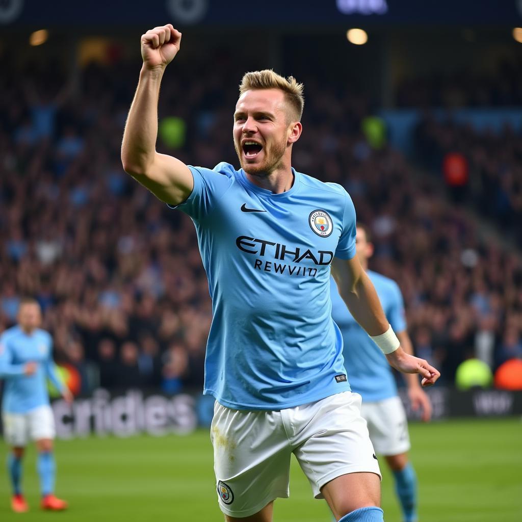 Haaland celebrating a Premier League goal