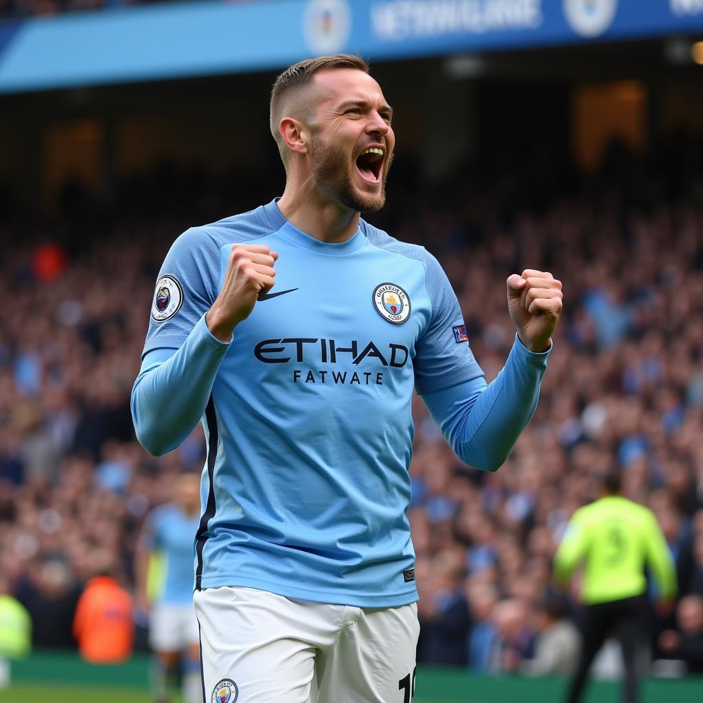 Haaland celebrating a goal in the Premier League 22/23 season