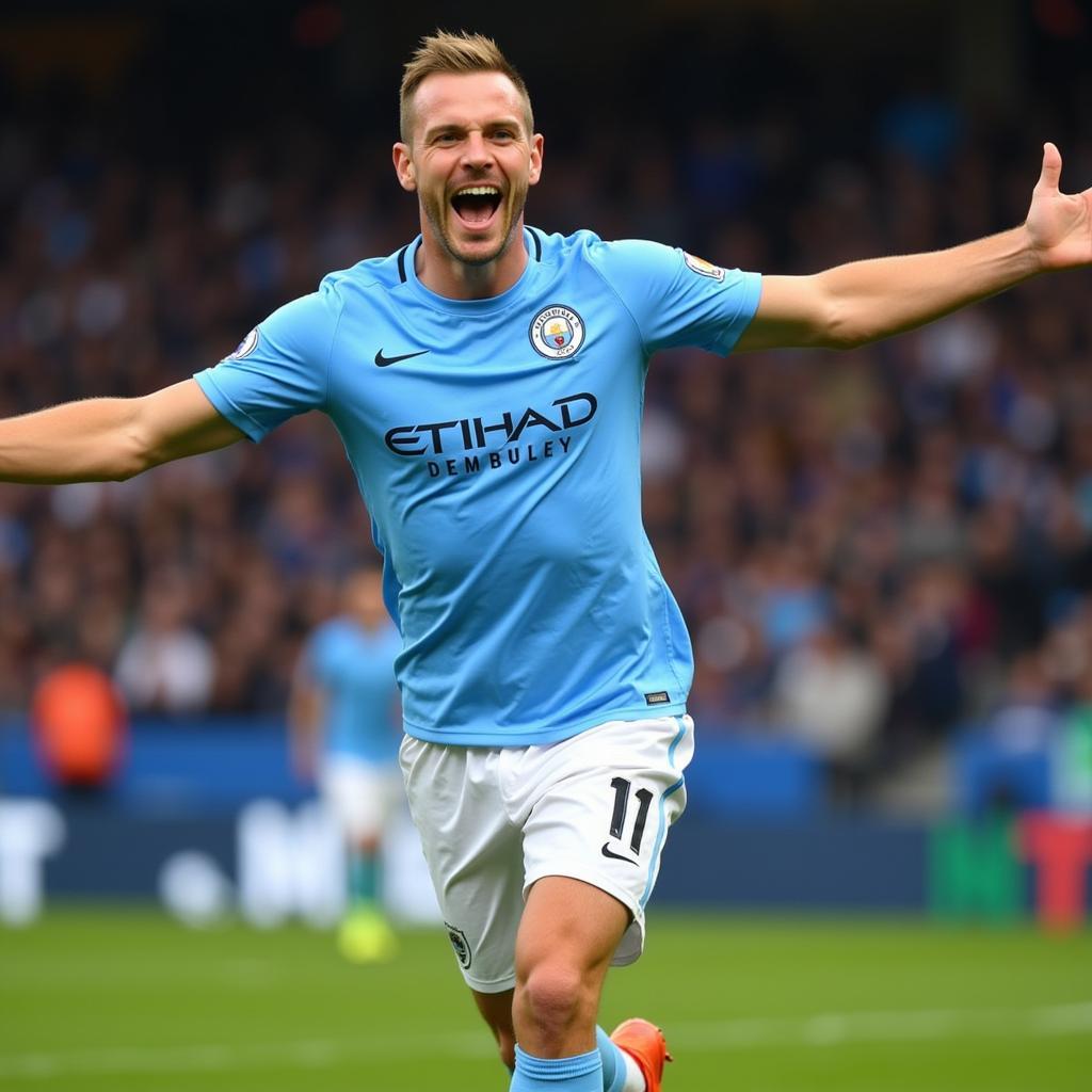 Erling Haaland celebrating a Premier League goal