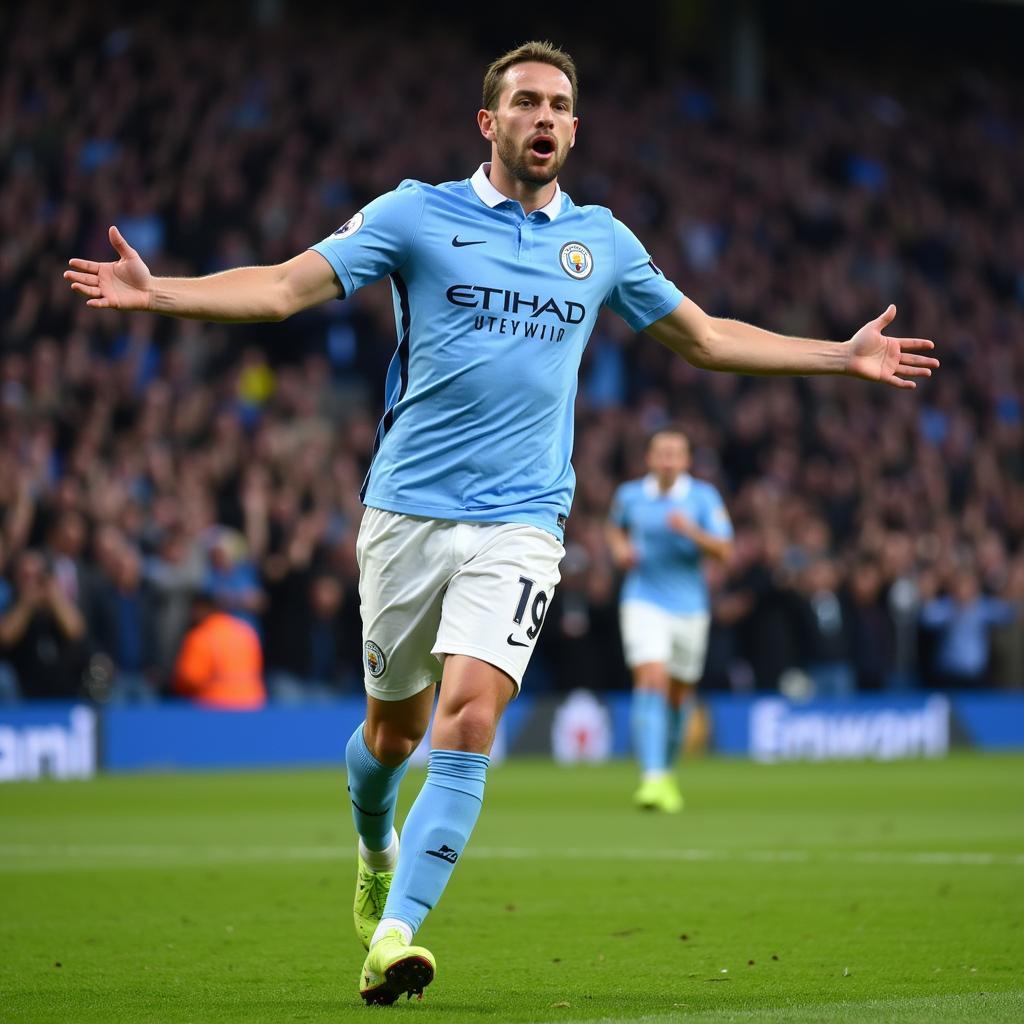 Haaland celebrating a Premier League Goal