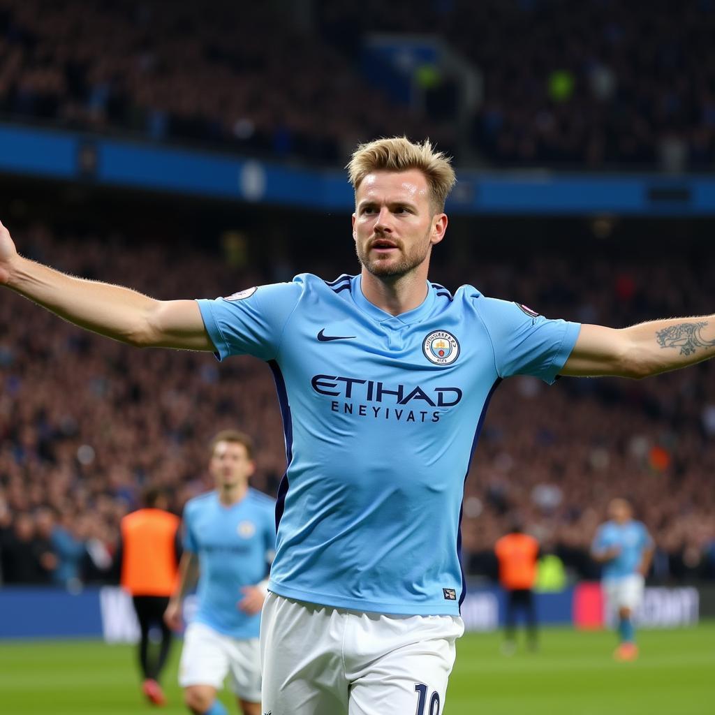 Erling Haaland celebrating a Premier League goal