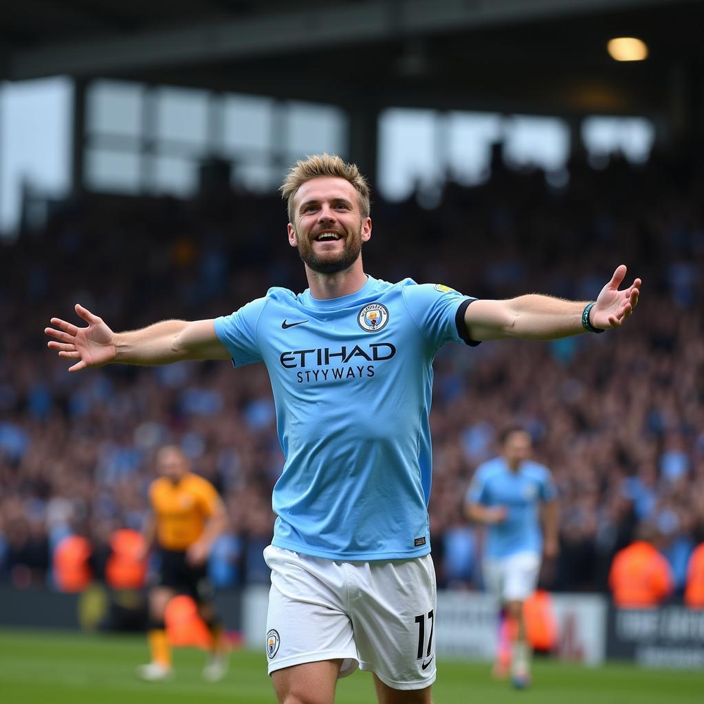 Erling Haaland celebrates a Premier League goal