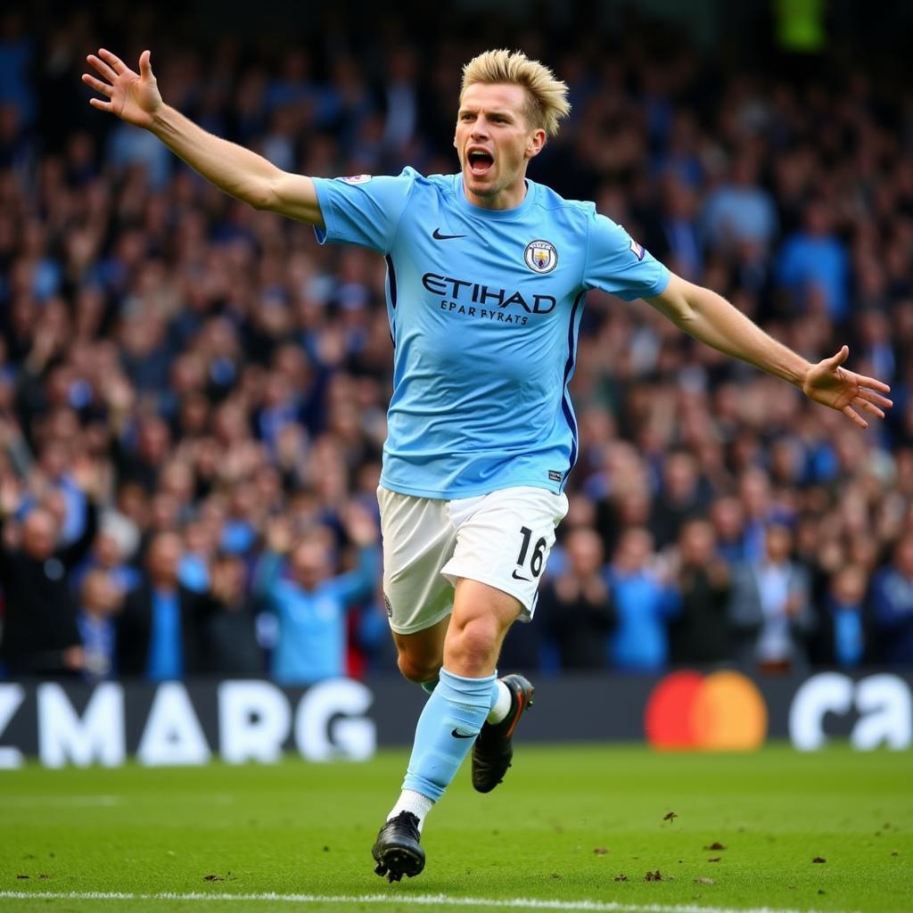 Haaland celebrates a Premier League goal