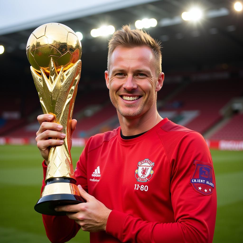 Erling Haaland holding the Premier League Golden Boot