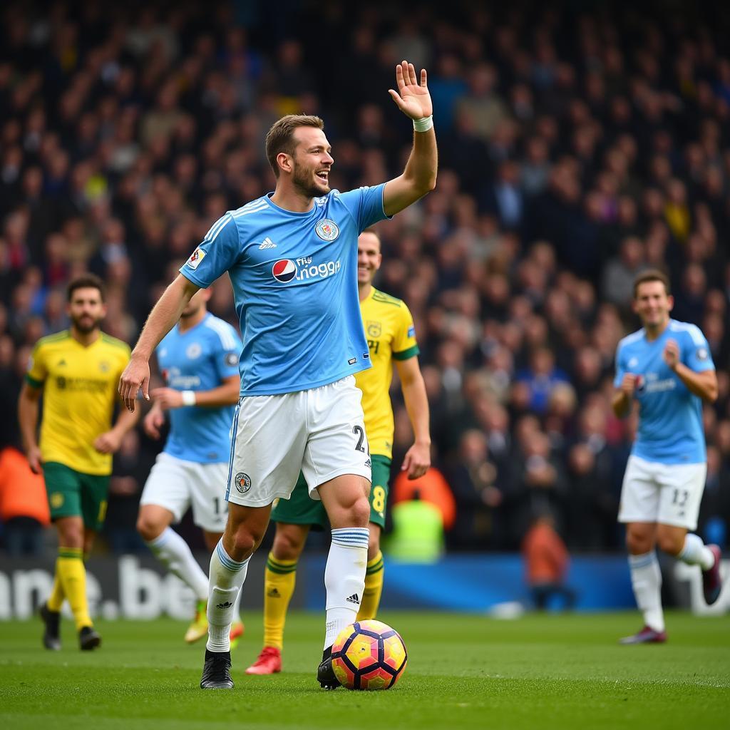 Haaland scoring a hat-trick in the Premier League