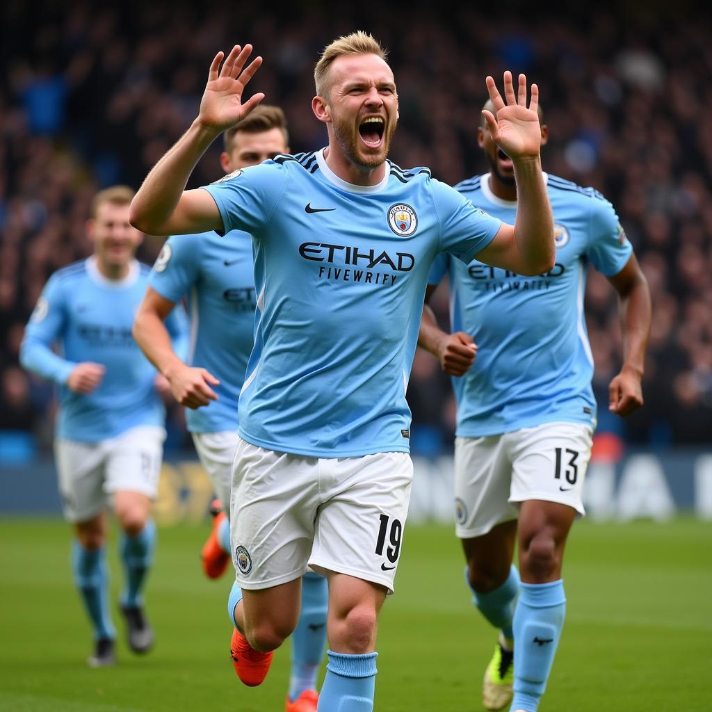 Erling Haaland celebrating a Premier League hat-trick