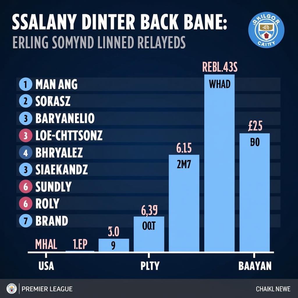 A graphic comparing Haaland's weekly salary to other top earners in the Premier League, visually representing his position among the highest-paid players.