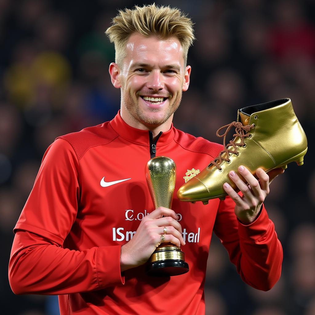 Haaland receives the Golden Boot award