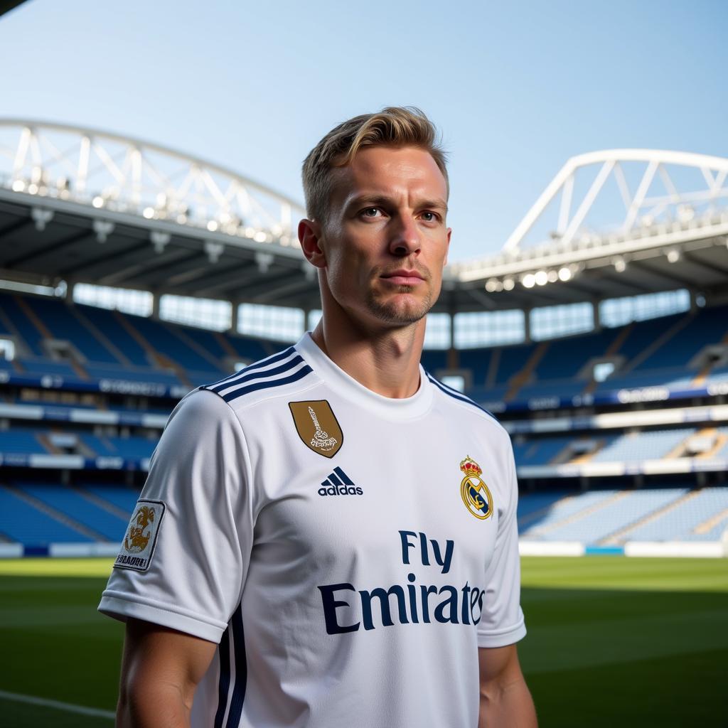 Erling Haaland in a Real Madrid kit