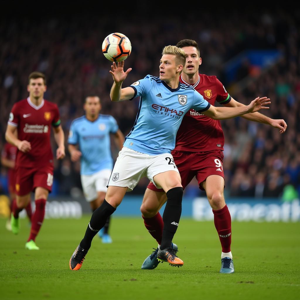 Haaland Receiving a Pass in the Premier League