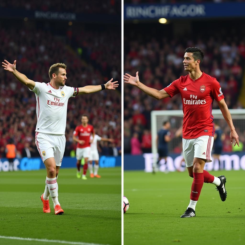 Haaland and Ronaldo celebrating goals