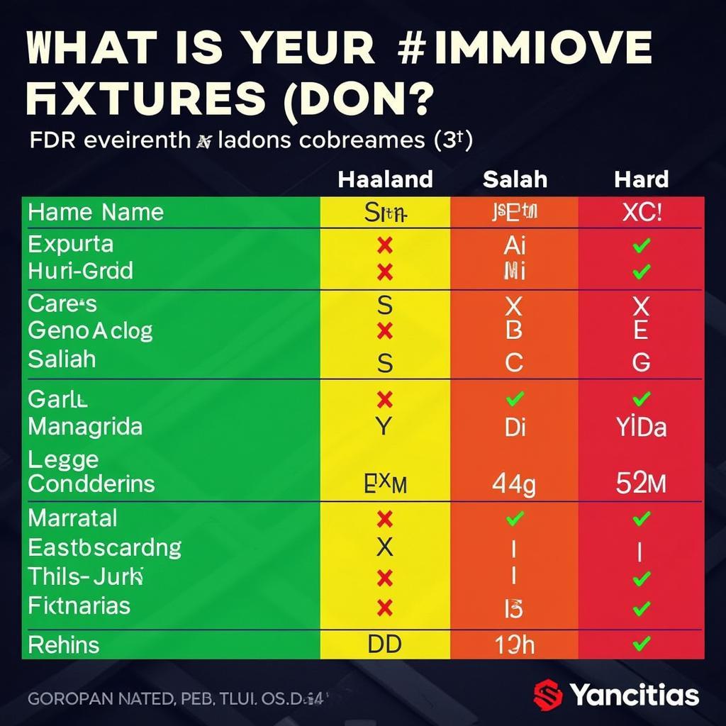 Fixture Difficulty Rating for Haaland and Salah