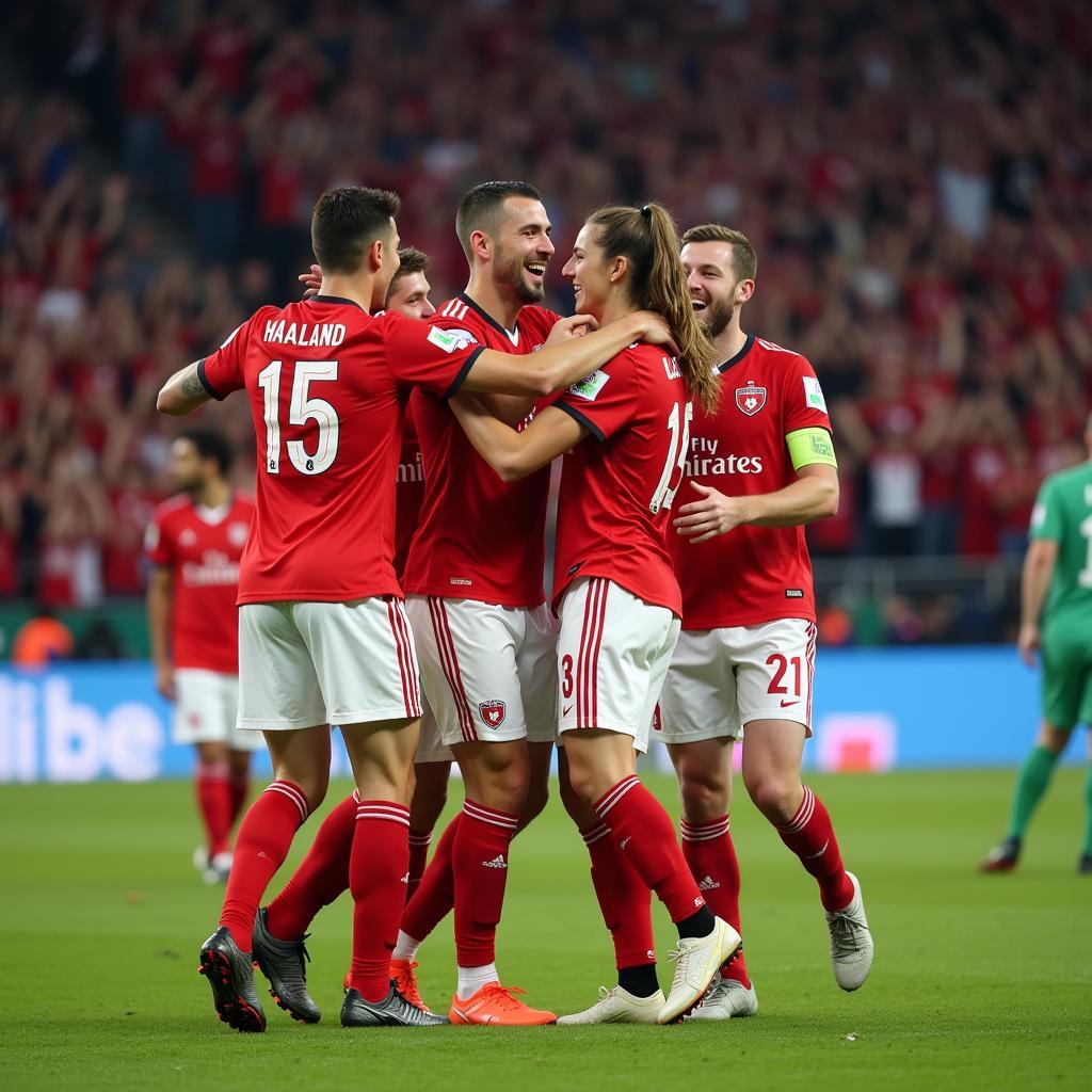 Haaland Celebrating a Goal with Salzburg Teammates