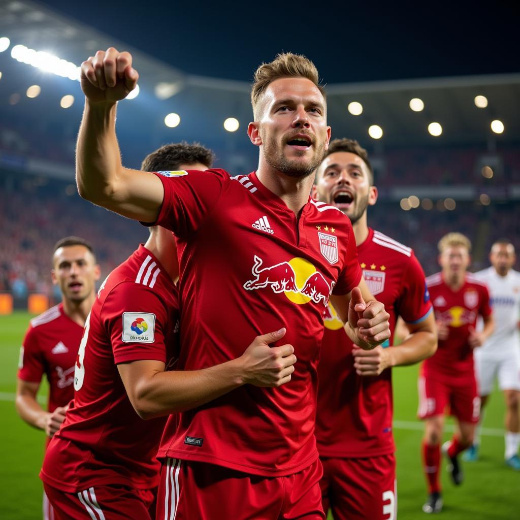 Haaland celebrating a Champions League goal for Salzburg