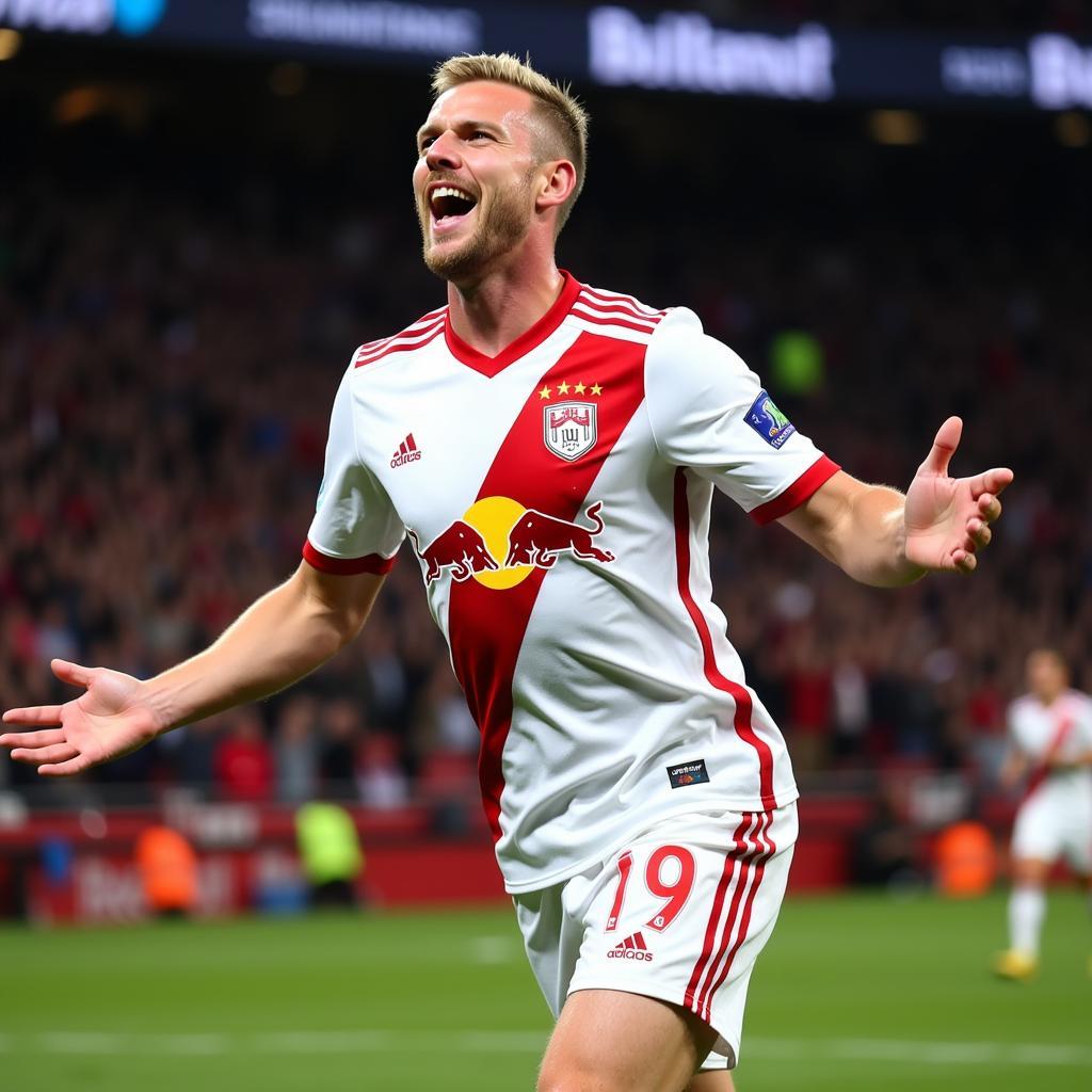 Haaland Celebrating a Champions League Goal for Salzburg