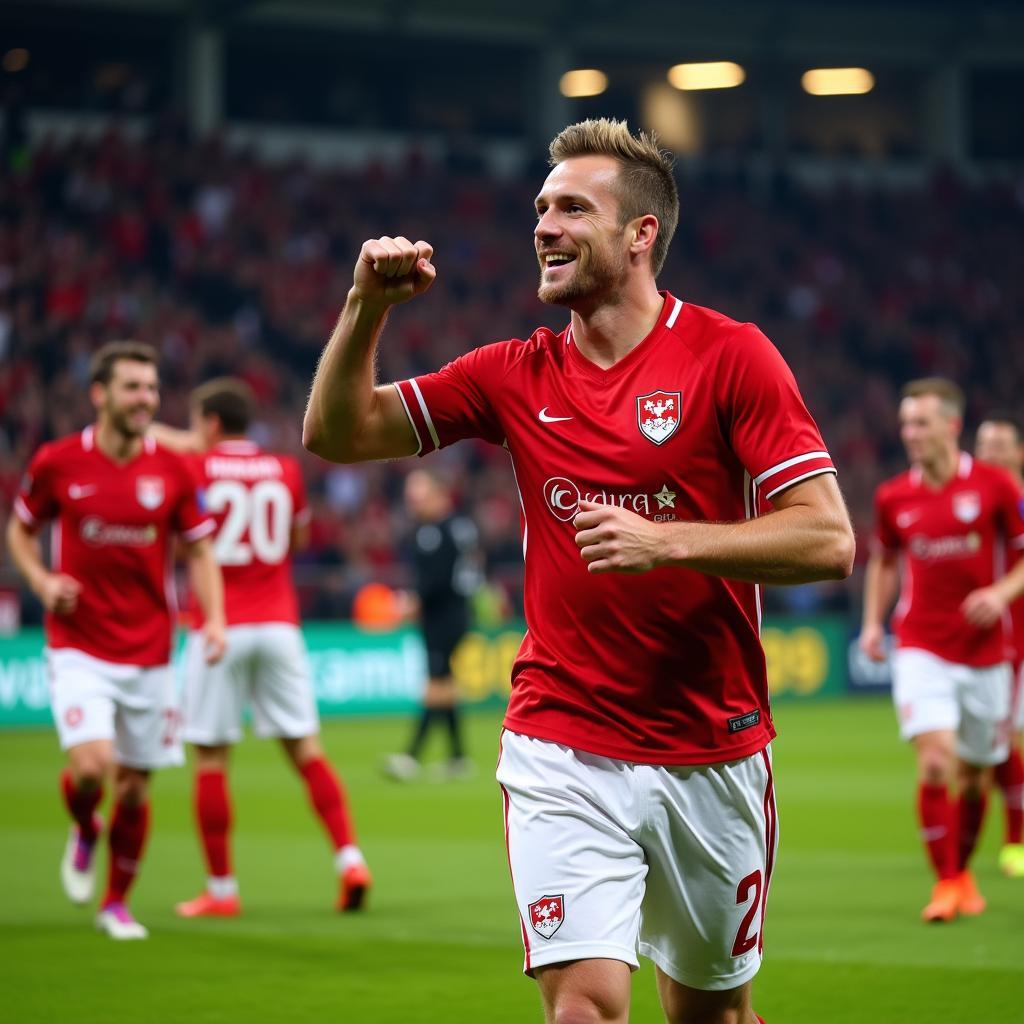 Haaland celebrating a Champions League goal for Salzburg