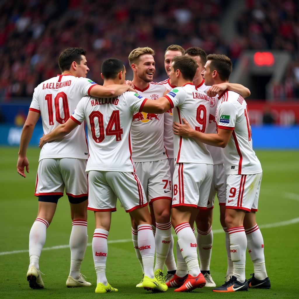 Haaland Celebrating his Champions League Hat Trick for Salzburg