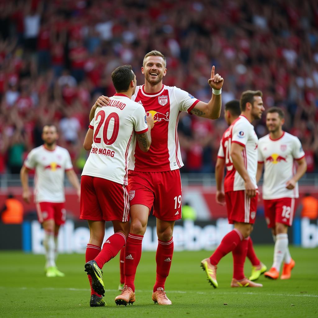 Haaland scoring goals for Red Bull Salzburg