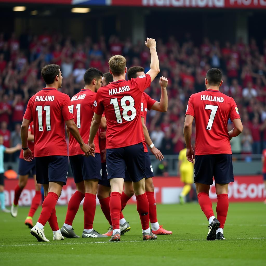 Haaland celebrating a goal in Salzburg jersey