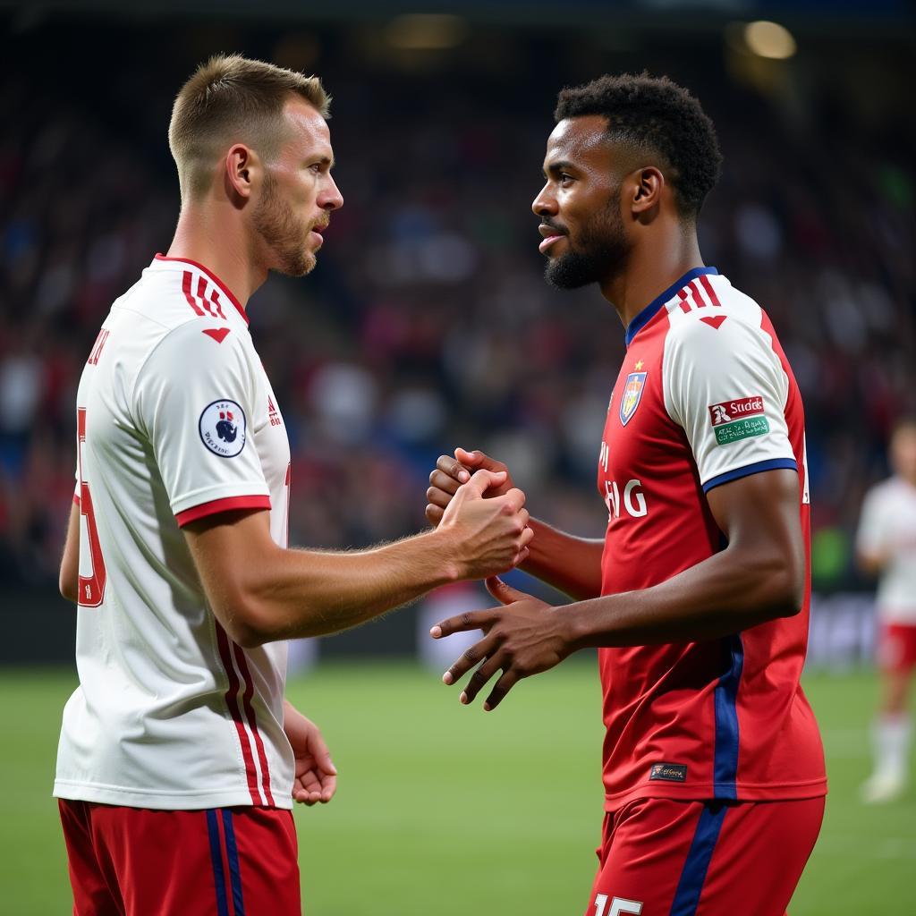 Haaland and Sancho shaking hands after a match