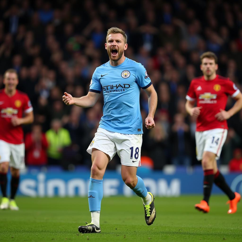 Haaland celebrates a goal against Manchester United