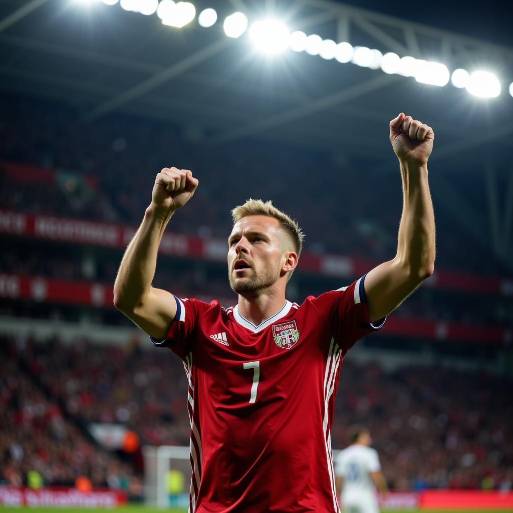 Erling Haaland celebrating a goal in 2024