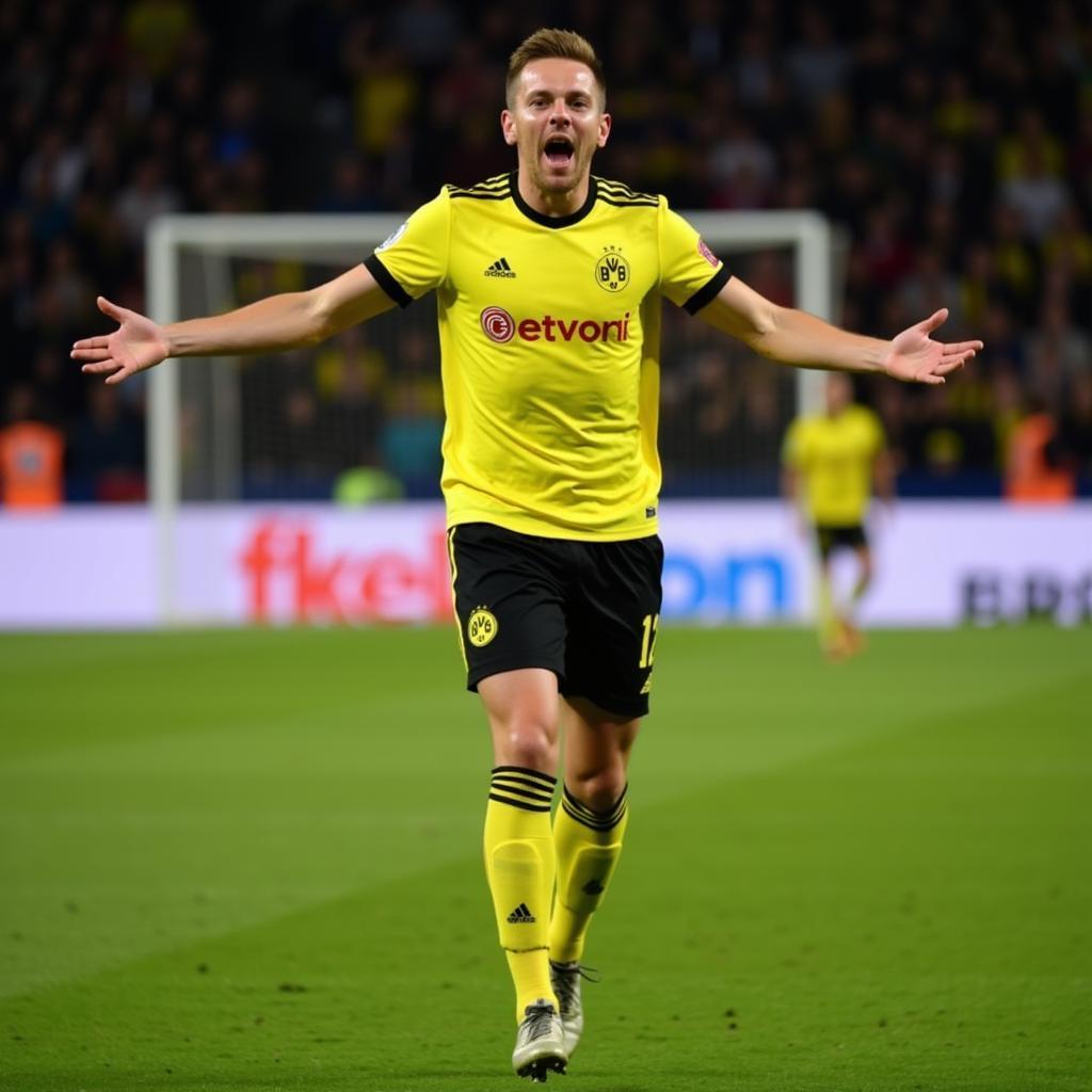 Haaland celebrating a goal for Borussia Dortmund