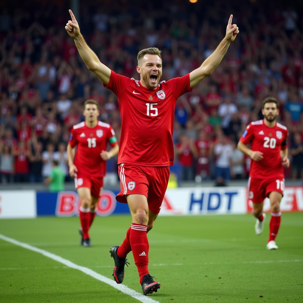 Erling Haaland celebrating a goal for the Norwegian national team