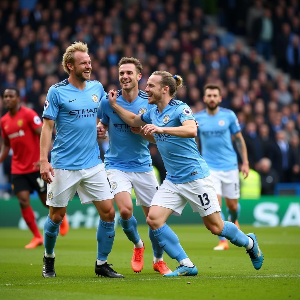 Erling Haaland Scoring a Goal for Manchester City