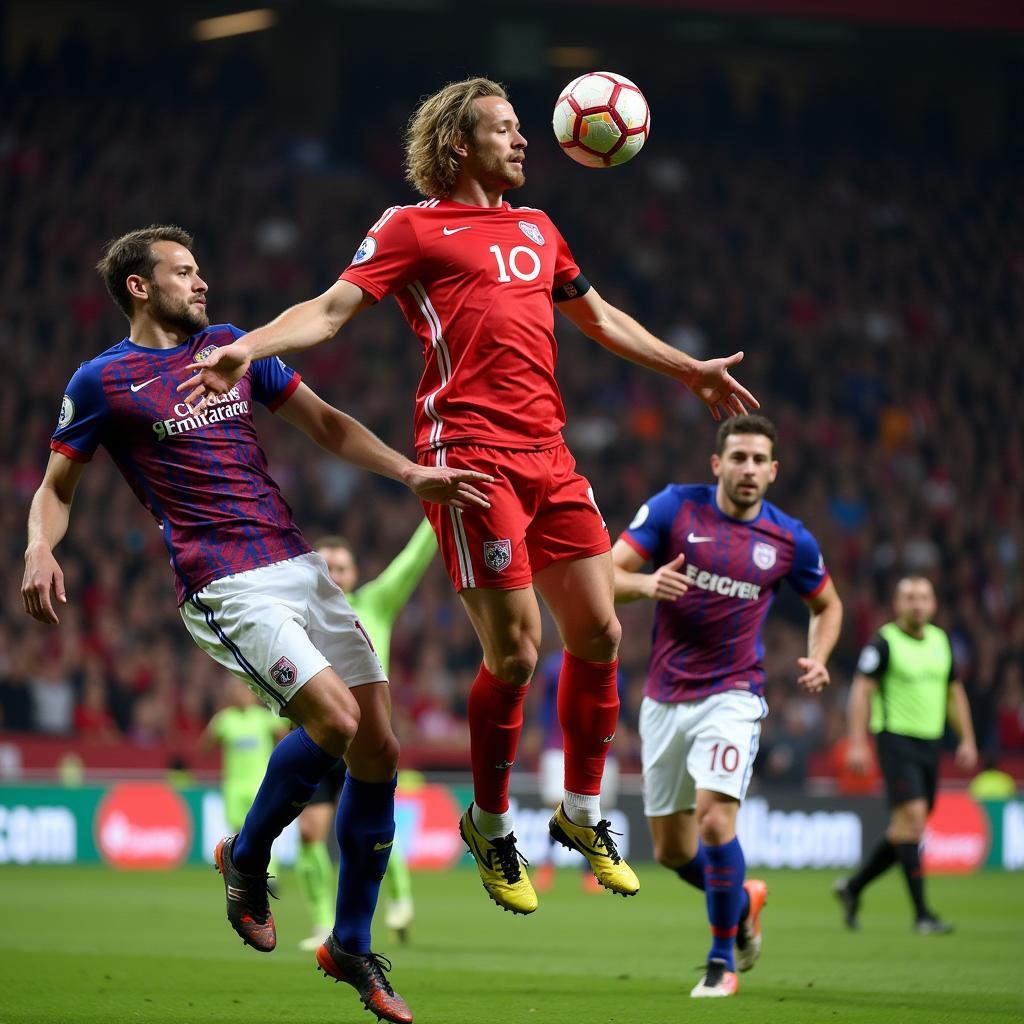 Haaland scores a powerful header in the Champions League