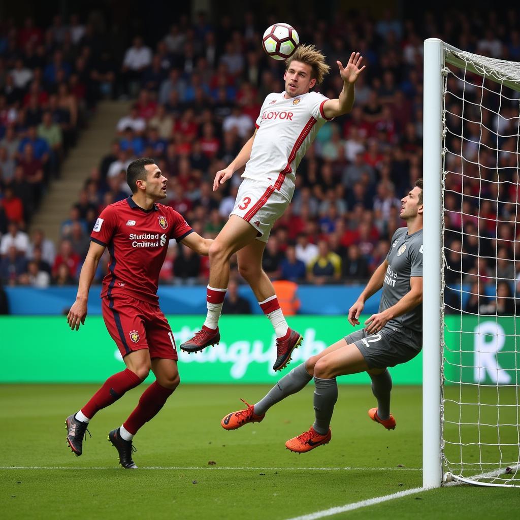 Haaland scores his second goal with a powerful header