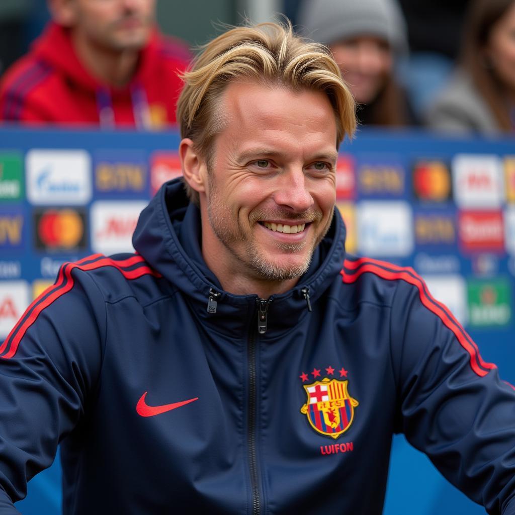 Erling Haaland smiling during an off-pitch interview