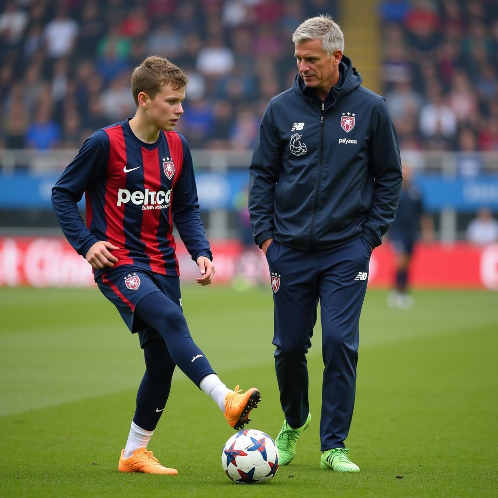 Haaland and Solskjaer during a training session at Molde FK