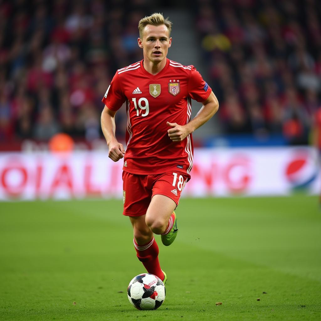 Erling Haaland sprinting during a football match